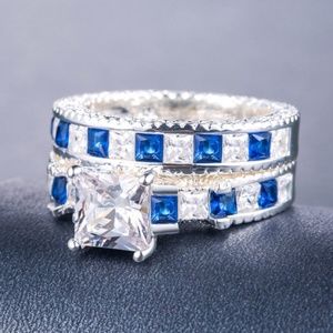 925 Silver Princess Cut White Sapphire Ring